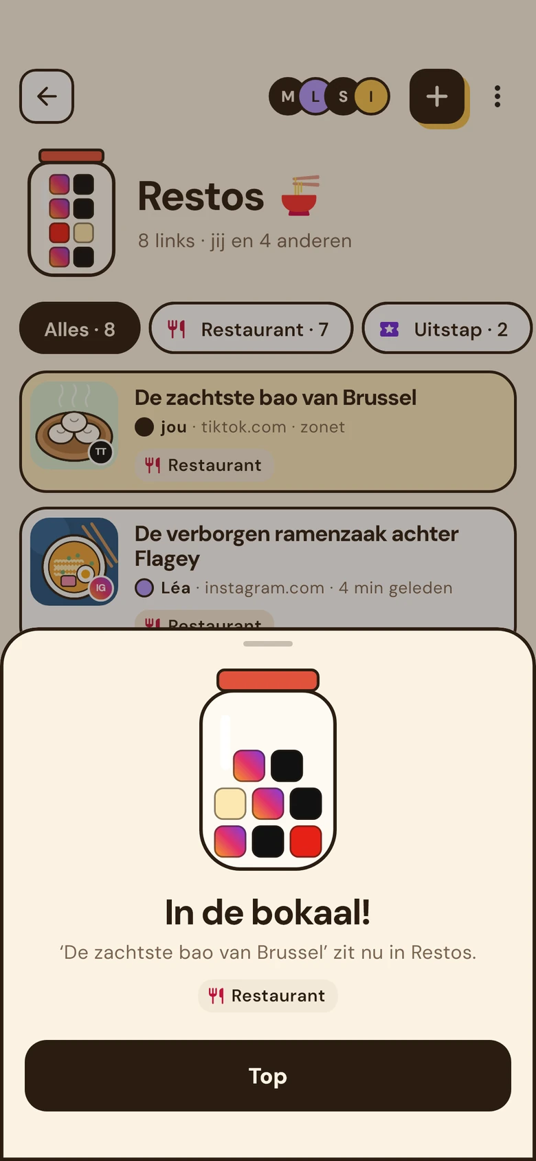 ‘In de bokaal!’: de link zit nu in de bokaal Restos.