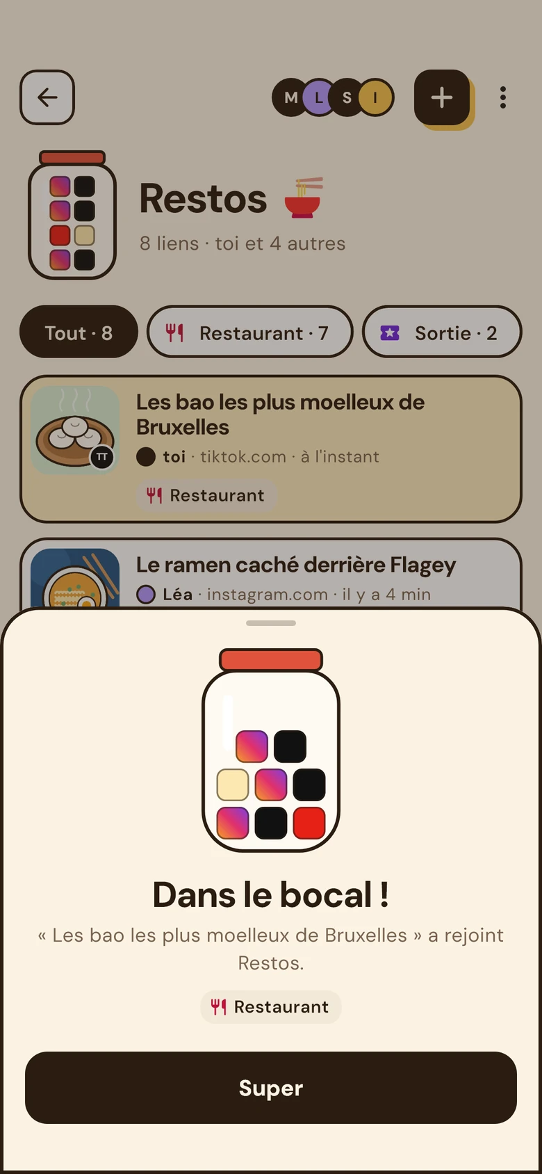 « Dans le bocal ! » : le lien a rejoint le bocal Restos.